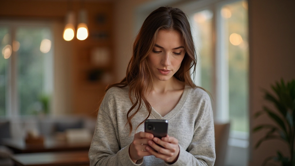 Молодая женщина записывает личные расходы в приложение